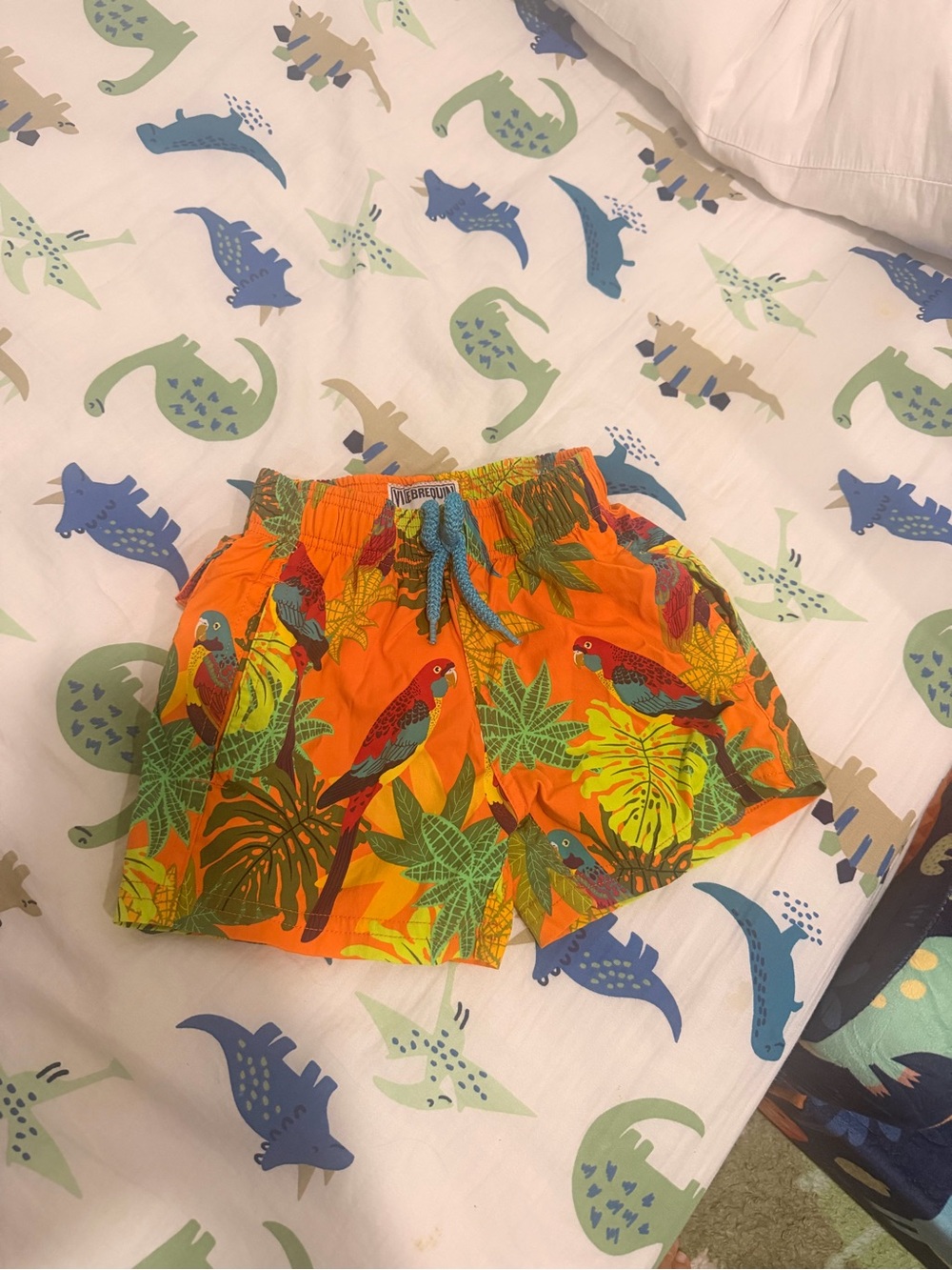 Vilebrequin Orange Tropical Parrot Kids Swim Shorts